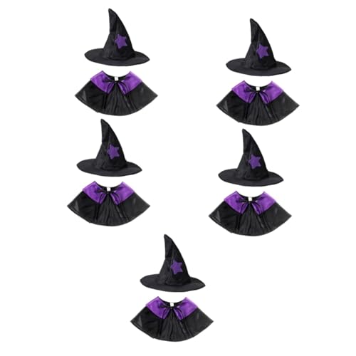 FRCOLOR 5 Sets Halloween Haustier Kostüm Set Hund Katze Outfit Umhang Und Hut Bequem Spaß Für Festival Decor von FRCOLOR