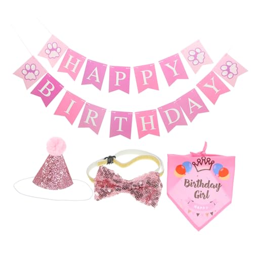 FRCOLOR 5 Sätze Katzen-Geburtstags-Outfit kleines hundehalsband Mädchen Spielzeug Ornament Spielzeuge Hundehüte zum Geburtstag Geburtstagsbanner für Katze Cosplay schmücken Kleidung Schal von FRCOLOR