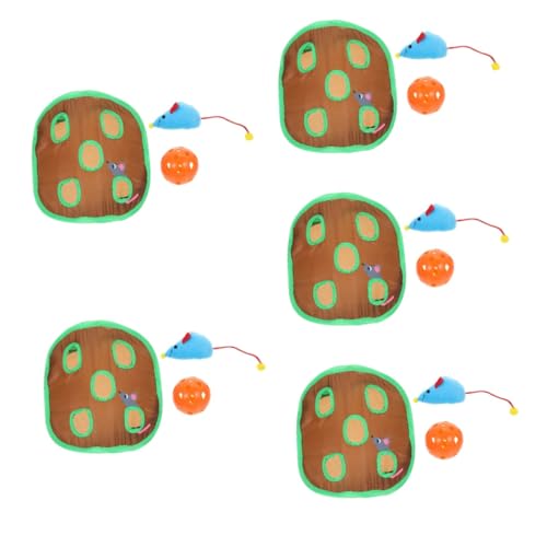 FRCOLOR 5 Sätze Katzen Spielzeug Katzentunnel im Maus-Design Puzzle-Spielzeug Neun-Loch-Tunnelspielzeug Plüschtier Spielzeuge Katzenspielzeug Katzentür für Fenster Kätzchen Hauskatze Stoff von FRCOLOR