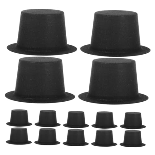 FRCOLOR 50 Stück Teiliges Mini Top Hats aus Schwarzem PVC mit Samtstruktur Kleine Mini Hüte für DIY Bastelprojekte Haustier Hut Weihnachtsfeier Dekoration Wiederverwendbar und Robust von FRCOLOR