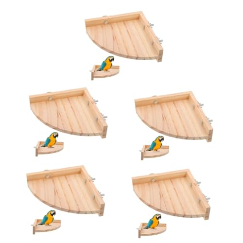 FRCOLOR 5St Papageienbarsch Vögel sitzen auf Holz Sitzplattform aus Holz Spielset aus Holz Spielzeuge Papageienquartierholz Standquartier aus Holz Klettern Käfig Zubehör Gestreifter Barsch von FRCOLOR