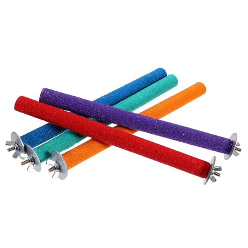 FRCOLOR 5st Parrot Frosted Standing Bar Sittich Spielspielzeug Spielen Vogel Schleifständer Vogelkäfig Steht Spielzeug Für Vogelkäfige Vogelbarsch Rau Papageienständer Gefrostet Hölzern von FRCOLOR