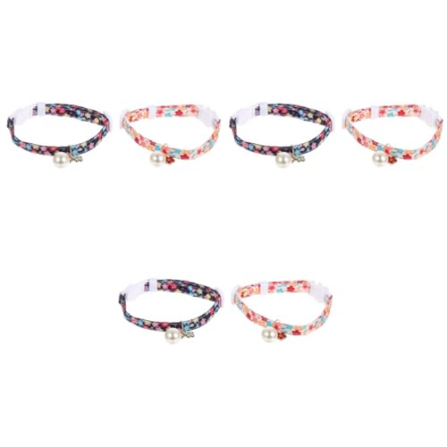 FRCOLOR 6 STK Blumenhalsband Für Haustiere Dicker Kätzchenkragen Haustierhalsband Mit Blumenmuster Welpe Kleines Halsband Verstellbares Haustierhalsband Einstellbar Polyester Hündchen von FRCOLOR