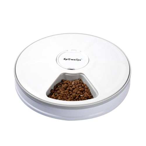FRCOLOR Automatischer Futterspender für Katzen Timer Tierfutterspender für Hunde und Welpen Schüssel mit Großem Fassungsvermögen Material – rutschfeste Basis Weiß von FRCOLOR