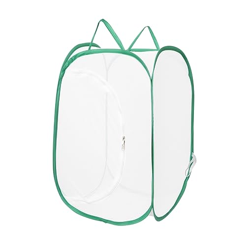 FRCOLOR Großer Faltbarer Outdoor Käfig für Reptilien und Insekten Tragbares Atmungsaktives Habitat mit Grünem Rand und Weißem Mesh Geeignet für Naturbeobachtung und Kinderlernen von FRCOLOR