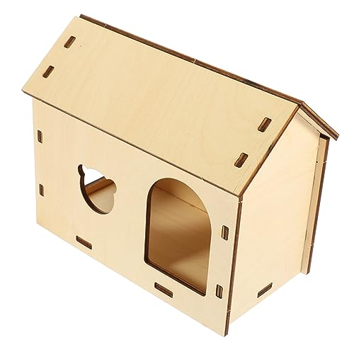 FRCOLOR Haustierhütte Aus Holz Hamsterhaus Versteck Spielzeug für Kaninchen Dekoratives Holzhaus von FRCOLOR