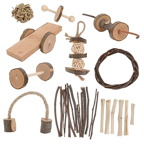 FRCOLOR 10stücke Holzspielzeug-Set Für Hamster Teiliges Kauspielzeug Aus Holz Zahnpflege-Spielzeug Für Kleintiere Für Käfigunterhaltung Und Beschäftigung Fördert Das Spielen Und von FRCOLOR