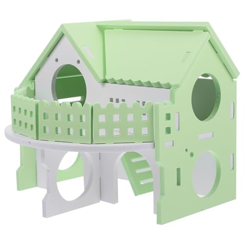 FRCOLOR Holz Hamsterhaus Für Kleintiere Doppelstöckiger Rückzugsort Für Hamster Und Chinchillas Spielzeug Und Ruheplatz Käfige Beschäftigung von FRCOLOR