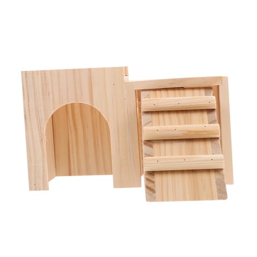 FRCOLOR Hamsterversteck Meerschweinchenversteck Aus Holz Hamster-holzkammer-versteck Hamsterversteck Aus Holz Holzhamster Blockhaus-dekor Spielzeug Hölzern Plattformklettern Kauen von FRCOLOR