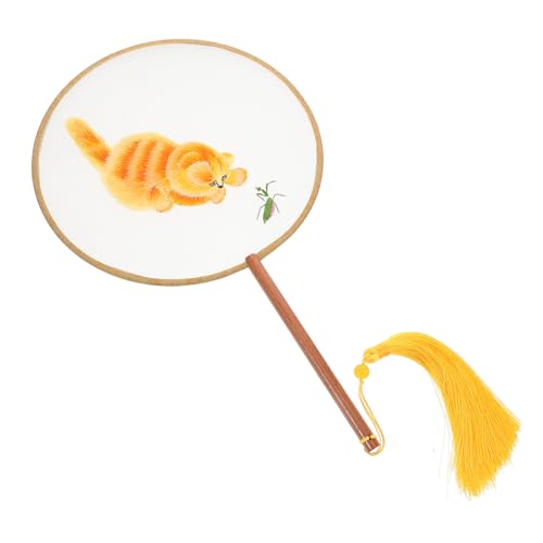 FRCOLOR Handgemachter Katzenfächer Im Chinesischen Stil Doppelseitige Stickerei Runder Handfächer Für Kinder Dekorativ FRCOLOR Handgemachter Katzenfächer Im Chinesischen Stil Doppelseitige Stickerei Runder Handfächer Für Kinder Dekorativ von FRCOLOR