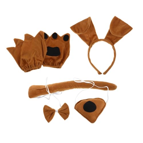 FRCOLOR Hundekostüm Set mit Ohren Stirnband Nase Pfotenhandschuhen und Fliege Weiches Atmungsaktives Tierkostüm für Rollenspiele Cosplay und Partys von FRCOLOR