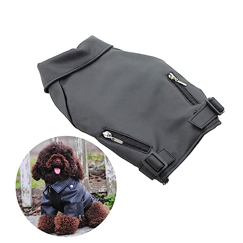 FRCOLOR Hundemantel Winterjacke Für Kleine Bis Mittelgroße Hunde Wasserabweisend Winddicht Pu-Leder Mit D- Warmes Design Für Kaltes Wetter Schwarz von FRCOLOR