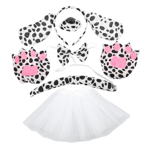 FRCOLOR Hundeohr Stirnband Satz mit Fliege und Handschuhen Cosplay Kostüm für Hunde Tutu Rock und Falsche Nase für Halloween von FRCOLOR