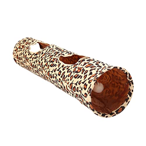 FRCOLOR Katzentunnel Mit Leopardenmuster Kompaktes Und Tragbares Haustierspielzeug Interaktives Katzenspiel Weicher Plüsch Für Hauskatzen von FRCOLOR