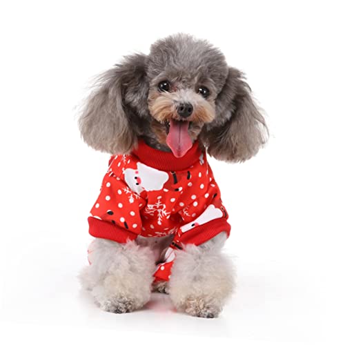FRCOLOR Hundekleidung Weihnachtshunde-Sweatshirt Haustierfeier Welpenkleidung Natale Stock Pyjama Kleider Haustier-Partykostüm Party-Hundetuch Weihnachten Pullover Weihnachtskostüme rot von FRCOLOR