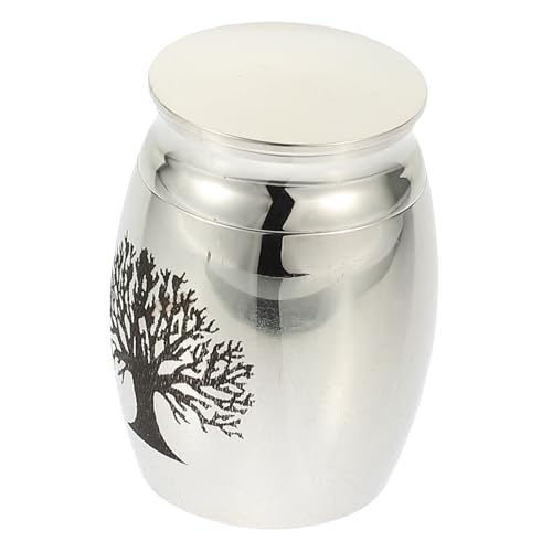 FRCOLOR Mini Edelstahl Hund Katzen Urne Lebensbaum Design Langlebige Kleine Aschenbox für Haustierasche Komfortable Andenkenurne zur Aufbewahrung Geliebter Tierasche Poliert und Glatt von FRCOLOR