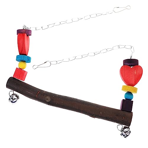 FRCOLOR Vogelspielzeug Holzständer Für Papageien Und Wellensittiche Bunte Sitzstange Mit Spielplatz-Funktion Für Kleine Und Mittelgroße Vögel Aus Natürlichen Materialien Gefertigt von FRCOLOR