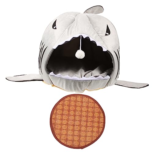 FRCOLOR Pet Shark Den Sommerkatzenbett abnehmbares Katzenbett haustierbett pet Bed Indoor-Hundehütte Welpenzwinger Hundeschlafnest Heimtierbedarf Jahreszeiten Kätzchen Haustierzubehör von FRCOLOR