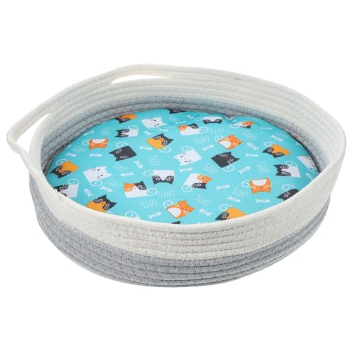 FRCOLOR Gewebter Katzenbettkorb Katzenschlafbett Geflochtenes Katzennest Schlafnest Für Runde Katzenbettmatte Katzenbett Mit Kissen Katzennestbett Atmungsaktiv Schlafprodukte Stoff FRCOLOR Gewebter Katzenbettkorb Katzenschlafbett Geflochtenes Katzennest Schlafnest Für Runde Katzenbettmatte Katzenbett Mit Kissen Katzennestbett Atmungsaktiv Schlafprodukte Stoff von FRCOLOR