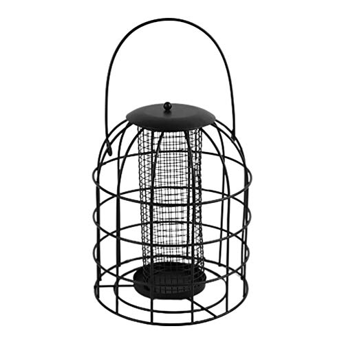 FRCOLOR Schwarzer Hängender Vogelfutterspender Mit Netz Eisenkäfig Vogelfutterspender Gitterrohr Haustier-Vogelfutterspender Für Heimtierhandlung (Schwarz) von FRCOLOR