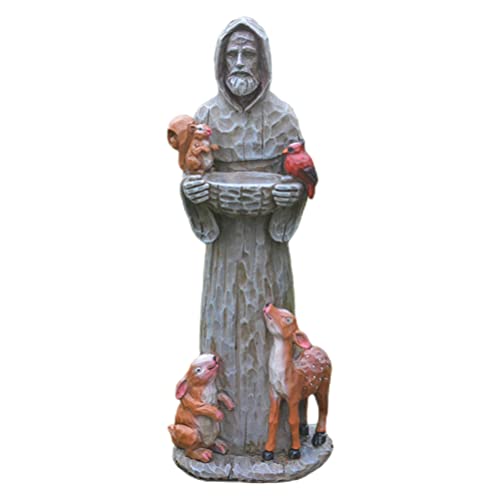 FRCOLOR Vogelfutter-Wasserspender Statue des Heiligen Franziskus Vogelfutterspender Für Den Außenbereich Garten-Layout- von FRCOLOR