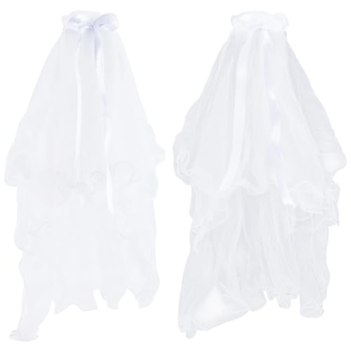 FREEBLOSS 2 Stück Hundehochzeitskleid Mit Schleife Hochzeitsschleier Hundehochzeitsoutfit Hunde Tutu Für Große Hunde Hochzeitskleid Für Hunde Weibliches Brautkostüm Haustier Hochzeitsschleier von FREEBLOSS