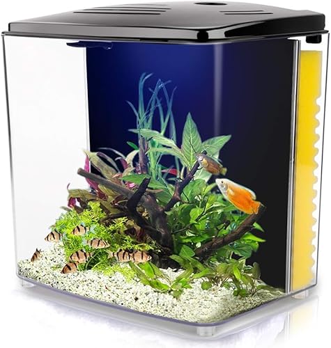 Kleines Aquarium-Starter-Set für Zuhause, Büro, Zimmer, dekoratives Desktop, Betta-Fischbecken mit Filter und Licht für Garnelen, Quallen, Goldfische Kleines Aquarium-Starter-Set für Zuhause, Büro, Zimmer, dekoratives Desktop, Betta-Fischbecken mit Filter und Licht für Garnelen, Quallen, Goldfische von FREESEA