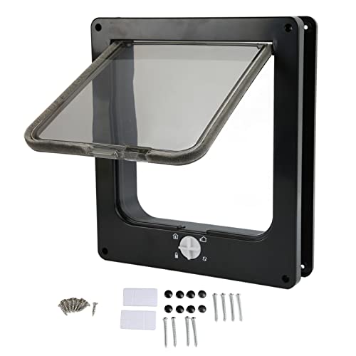 Auto Close Cat Door for Interior Doors | Sturdy ABS Pet Door with Window Closure | Easy Access Design for Cats/Small Pets | Screw Installation Kit Included (L) von FRELEAN