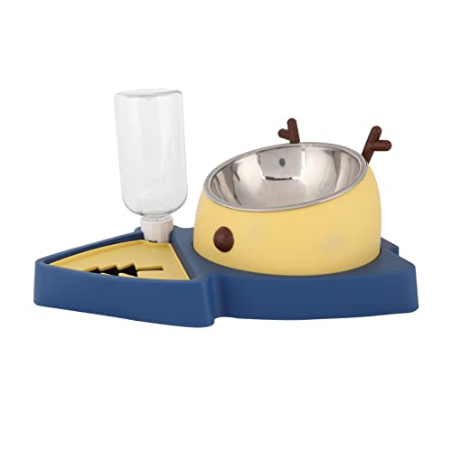 Automatisches Wasserspender und -behälter Set | Abnehmbare Edelstahlschale für kleine/mittlere Hunde und Katzen | 2 - IN - 1 Design mit einer langsamen Schale und sicherer Basis (FRELEAND2Bymf-11) von FRELEAN