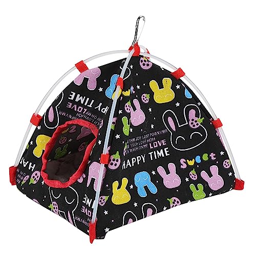 FRELEAN Papageien-Ruhütte | Winddicht & Warm Vogelkäfig Bett für kleine Haustiere | Eule/Kaninchen Design | Robustes Segeltuch mit Haken zum Aufhängen | Bequeme Matte im Lieferumfang enthalten (L) von FRELEAN