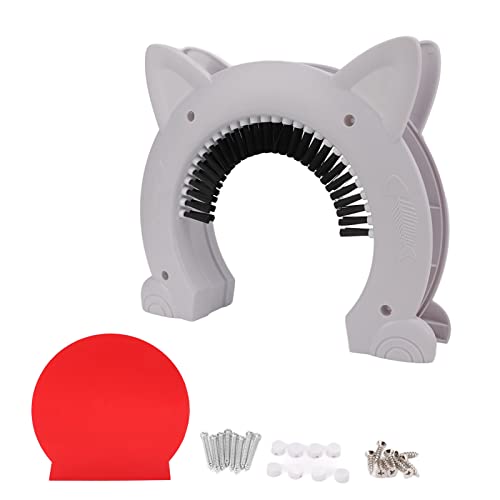 FRELEAN Stainless Steel Cat Door with Grooming Brush | Silent Pet Pass for Indoor Doors | Fish Bone & Cat Ears Style | Universal Fit for All Doors (White) von FRELEAN