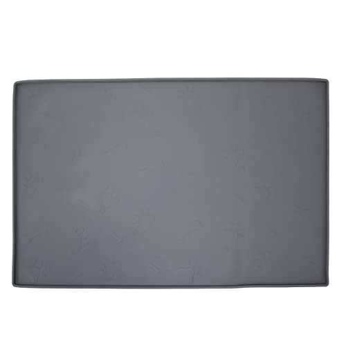 Silikon -Haustier -Fütterungsmatte | Verschüttung - Kontrollgrenze und stabil - Grip Design | Waschbar/Spülmaschine Safer Hundetemat für Lebensmittel- und Wasserschalen | Große (Grey) von FRELEAN