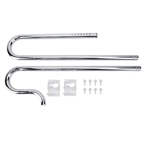 Stainless Steel Aquarium Pipe | 304 Rustproof Inflow Outflow Skimmer | Oil Film Remover for Fish Tank / Planted Aquarium | 12 / 16mm & 16 / 22mm with Fixed Brackets (No oil removal film 12/16mm) von FRELEAN