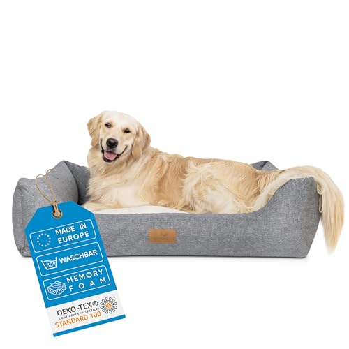 FREUDENTIER® Orthopädisches Hundebett mit edler Steppung - Waschbar - Made in EU & Oeko-TEX® Zertifiziert - Hundekorb für kleine Hunde, mittelgroße Hunde & Grosse Hunde (L) von FREUDENTIER