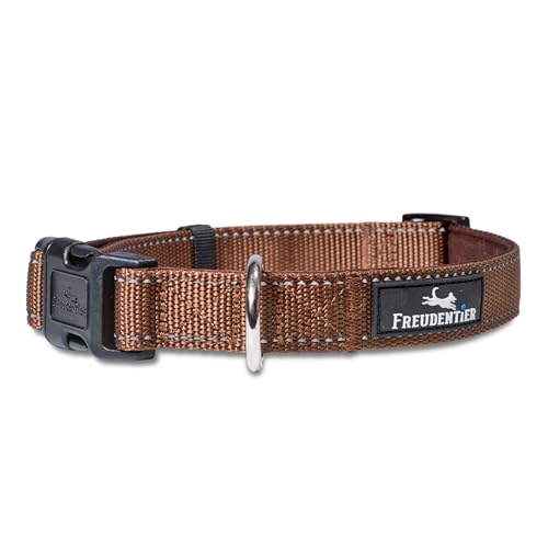 FREUDENTIER Hundehalsband - weich gepolstert mit Neopren, reflektierend & robust - Halsband Hund für kleine, mittelgroße & große Hunde (Chocolate, 35-50CM) von FREUDENTIER