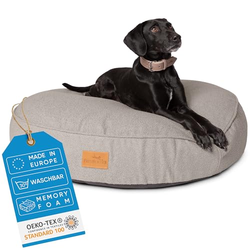FREUDENTIER Hundekissen XXL rund - Ergonomisches Hundebett Waschbar - Kuschelweicher Hundekorb - Made in EU - Hundekissen Grosse Hunde & Hundebett mittelgroße Hunde (dunkelgrau, 100cm) von FREUDENTIER