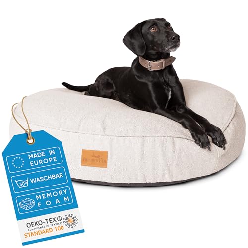 FREUDENTIER Hundekissen XXL rund - Ergonomisches Hundebett Waschbar - Kuschelweicher Hundekorb - Made in EU - Hundekissen Grosse Hunde & Hundebett mittelgroße Hunde (grau, 100cm) von FREUDENTIER