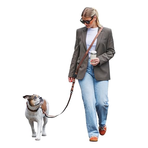 FREUDENTIER Umhängeleine Hund - Hundeleine 3m zum Umhängen, stufenlos verstellbar - Führleine Hund - Leine für kleine, mittelgroße & große Hunde (Braun, 3m) von FREUDENTIER