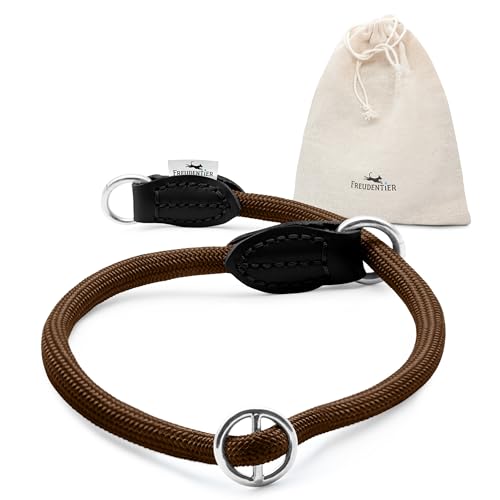 FREUDENTIER Zugstopp Halsband Hunde - Retriever Halsband - Hundehalsband Zugstopp für kleine, mittelgroße & große Hunde (Braun, L) von FREUDENTIER