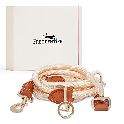 FREUDENTIER runde Führleine “Harmony Sand” in edler Geschenkbox | 2m lang & 3-Fach verstellbar | Stilvoll abgerundet mit braunen Lederelementen FREUDENTIER runde Führleine “Harmony Sand” in edler Geschenkbox | 2m lang & 3-Fach verstellbar | Stilvoll abgerundet mit braunen Lederelementen von FREUDENTIER