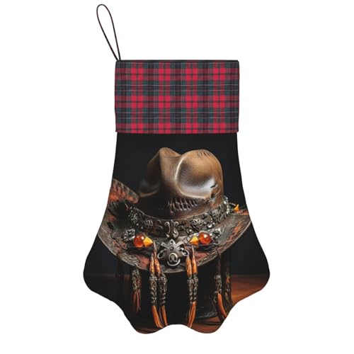 Personalisierter Hunde-Weihnachtsstrumpf mit Aufhängeband – Vintage und warme Urlaubsdekoration American West Rodeo Hut Personalisierter Hunde-Weihnachtsstrumpf mit Aufhängeband – Vintage und warme Urlaubsdekoration American West Rodeo Hut von FRGMNT