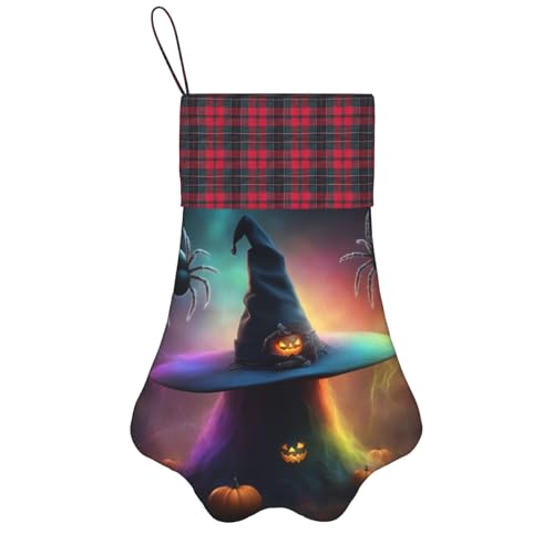 Personalisierter Hunde-Weihnachtsstrumpf mit Aufhängeband - Vintage und warme Urlaubsdekoration Regenbogen Halloween Geist Hexe Hut Spinnen 1 von FRGMNT