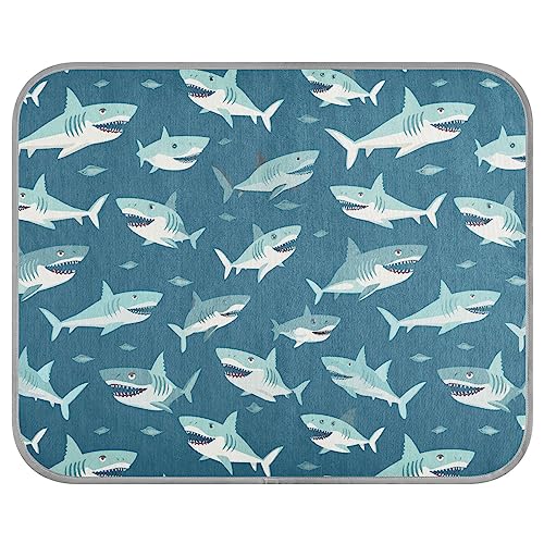 FRODOTGV Blue Shark Hundekäfig-Pad, wiederverwendbar, kühlende Schlafmatte für den Sommer, kühlend, für Haustiere, Hunde, Katzen, klein von FRODOTGV