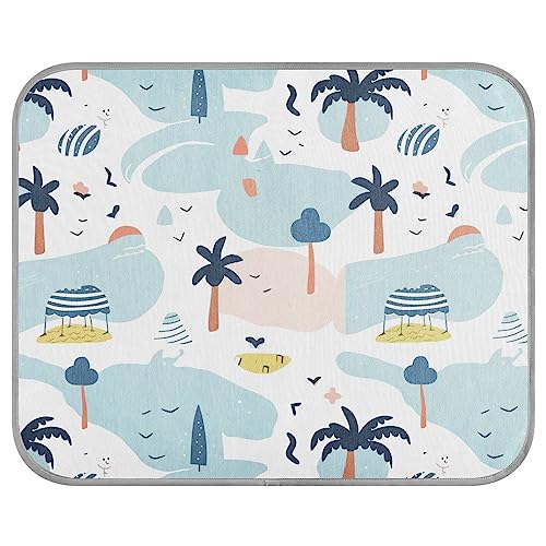 FRODOTGV Cartoon Beach Cool Bed Mats Washable Pet Cool Blanket Summer Cooling Mat for Pets Animals Kennels Dogs,Medium von FRODOTGV