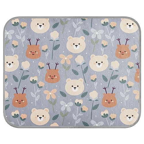 FRODOTGV Cartoon Bear Deer and Flower Dog Crate Pad Breathable Cooling Mat Summer Pet Cool Blanket for Cats Pets Dogs Animals,Medium von FRODOTGV