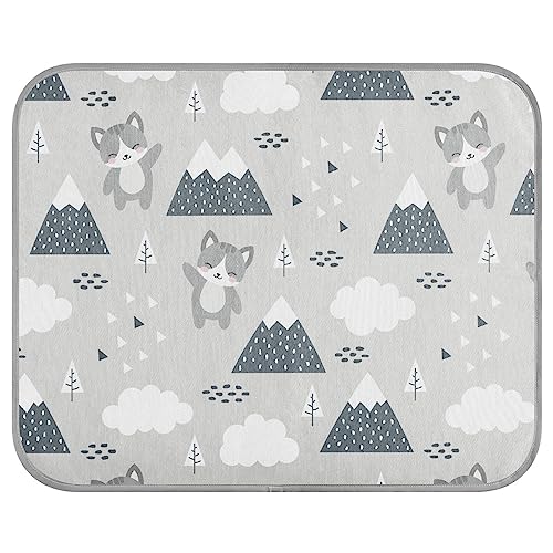 FRODOTGV Happy Cute Kitty in The Forest graue coole Bettmatten für den Sommer, atmungsaktiv, kühlende Isomatte für Katzen, Hunde, Hundekäfig, Haustierdecke, Größe M von FRODOTGV