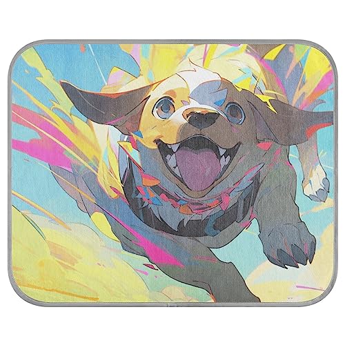FRODOTGV Happy Puppy Flying Up Blue Sky Hundebox Pad für Hunde, Zwinger, Haustiere, Sommer-Haustierdecke, atmungsaktive Kühlmatte, Größe M von FRODOTGV