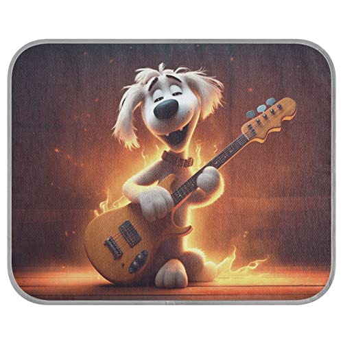 FRODOTGV Hunde-Sänger spielt elektrische Gitarre, kühlende Decke für Hunde/Katzen, Kühlmatte, atmungsaktiv, für Hundehütten, Eiskühlkissen, Größe M von FRODOTGV