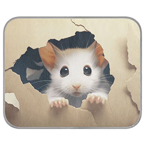 FRODOTGV Hundekäfig mit niedlicher Maus hinter einer gebrochenen gelben Wand, für den Sommer, waschbar, kühlende Matte für Katzen, Haustiere, Kühlmatte, Größe M FRODOTGV Hundekäfig mit niedlicher Maus hinter einer gebrochenen gelben Wand, für den Sommer, waschbar, kühlende Matte für Katzen, Haustiere, Kühlmatte, Größe M von FRODOTGV