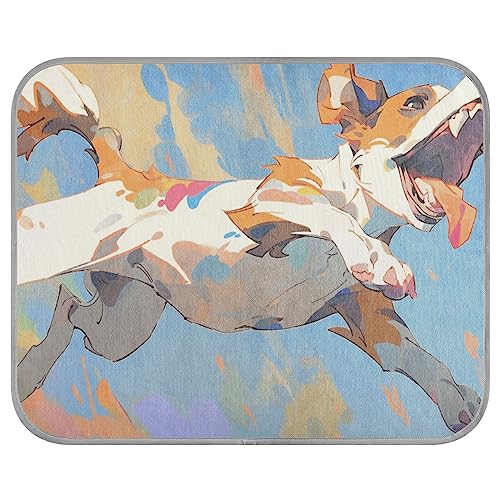 FRODOTGV Kühlmatte für Hunde/Katzen, niedlicher fröhlicher Welpe, mit buntem Hintergrund, Kühlmatte für Haustiere, wiederverwendbare Hundehütten, Tiere, eiskühlende Pads, kühle Bettmatten, Größe M FRODOTGV Kühlmatte für Hunde/Katzen, niedlicher fröhlicher Welpe, mit buntem Hintergrund, Kühlmatte für Haustiere, wiederverwendbare Hundehütten, Tiere, eiskühlende Pads, kühle Bettmatten, Größe M von FRODOTGV